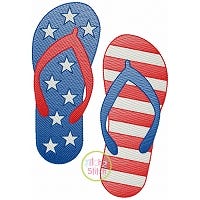 Patriotic Flip Flops Sketch | Machine Embroidery Designs by JuJu
