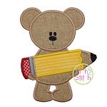 Pencil Bear Applique | Machine Embroidery Designs by JuJu