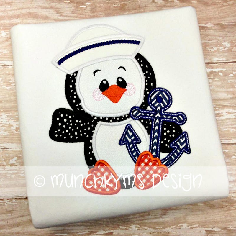 Penguin Boy Anchor Applique | Machine Embroidery Designs by JuJu