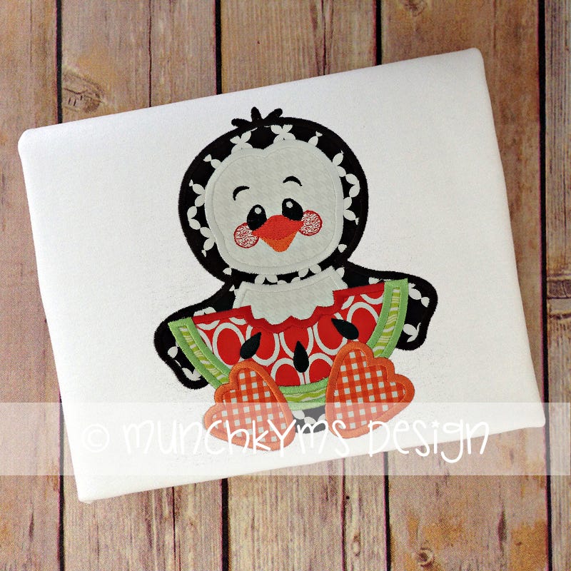 Penguin Boy Watermelon Applique | Machine Embroidery Designs by JuJu