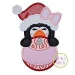 Penguin Girl Ornament Peeker Applique | Machine Embroidery Designs by JuJu