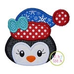 Winter Penguin Face Girl Applique | Machine Embroidery Designs by JuJu