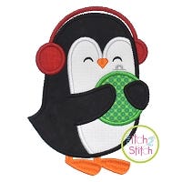 Penguin Hugging Ornament Boy Applique | Machine Embroidery Designs by JuJu