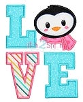 Penguin LOVE Applique | Machine Embroidery Designs by JuJu