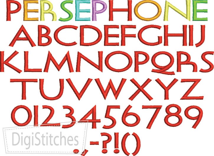 Persephone Embroidery Font | Machine Embroidery Designs by JuJu