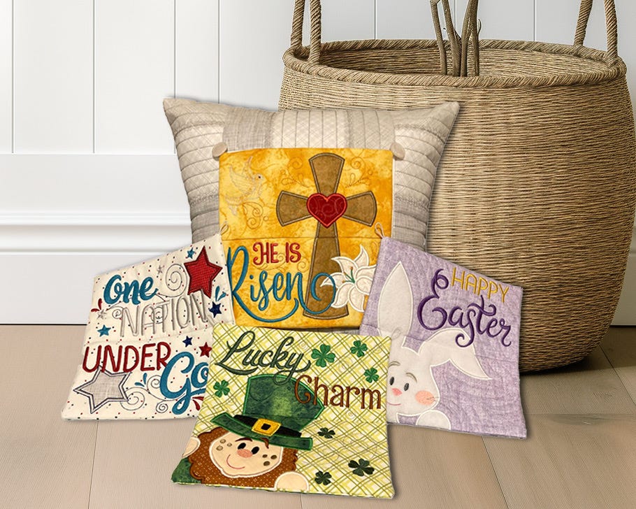 ITH Interchangeable Seasonal Pillow 3 | Machine Embroidery Designs by JuJu