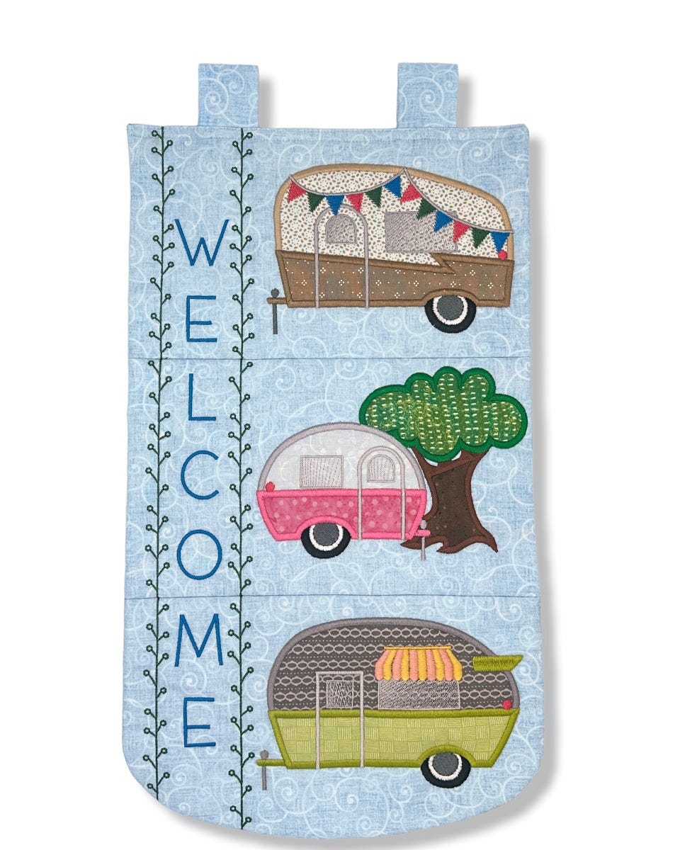 ITH Welcome Camper Wall Hanging | Machine Embroidery Designs by JuJu
