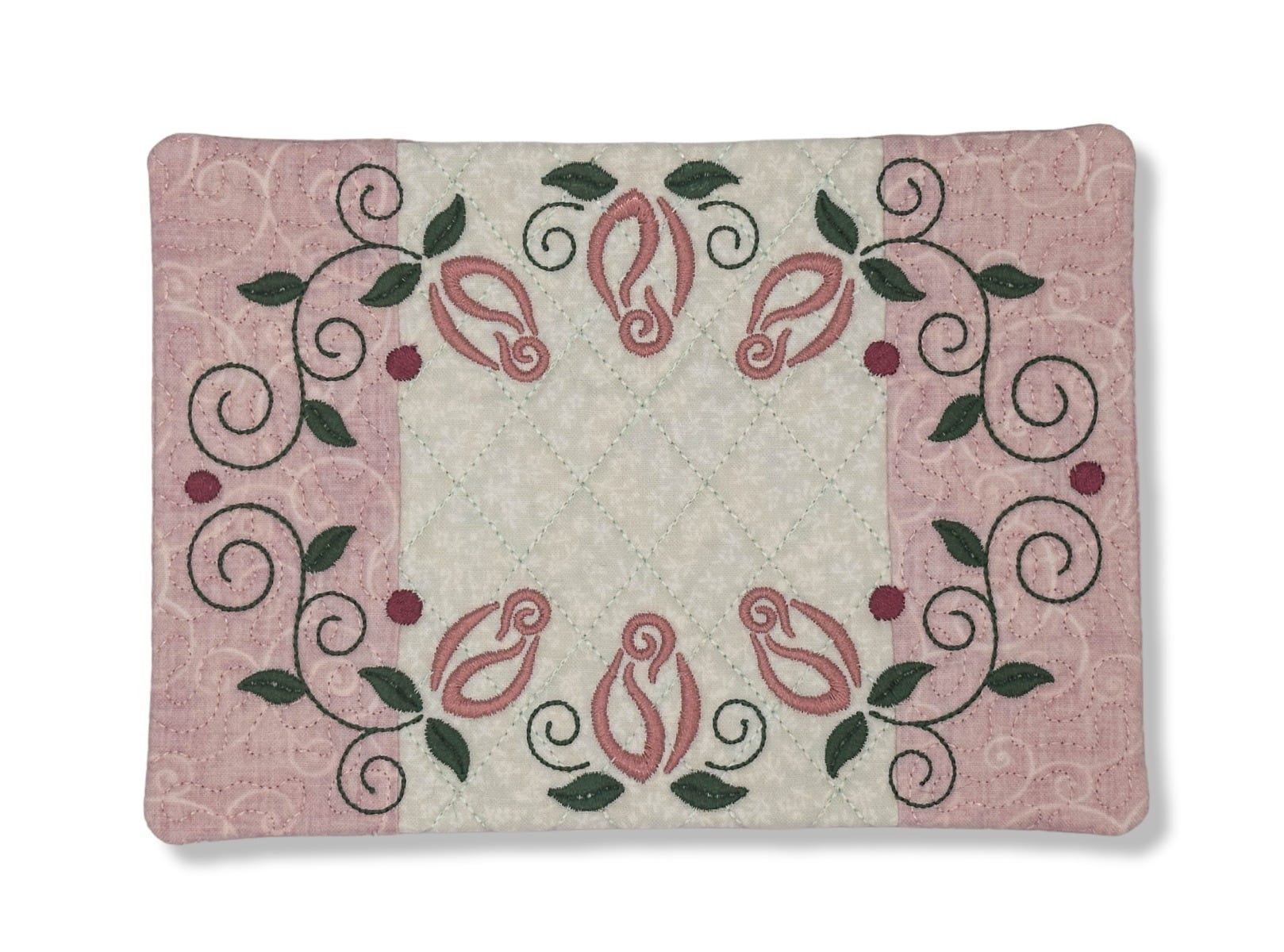 ITH Roses Mug Rug 3 | Machine Embroidery Designs by JuJu