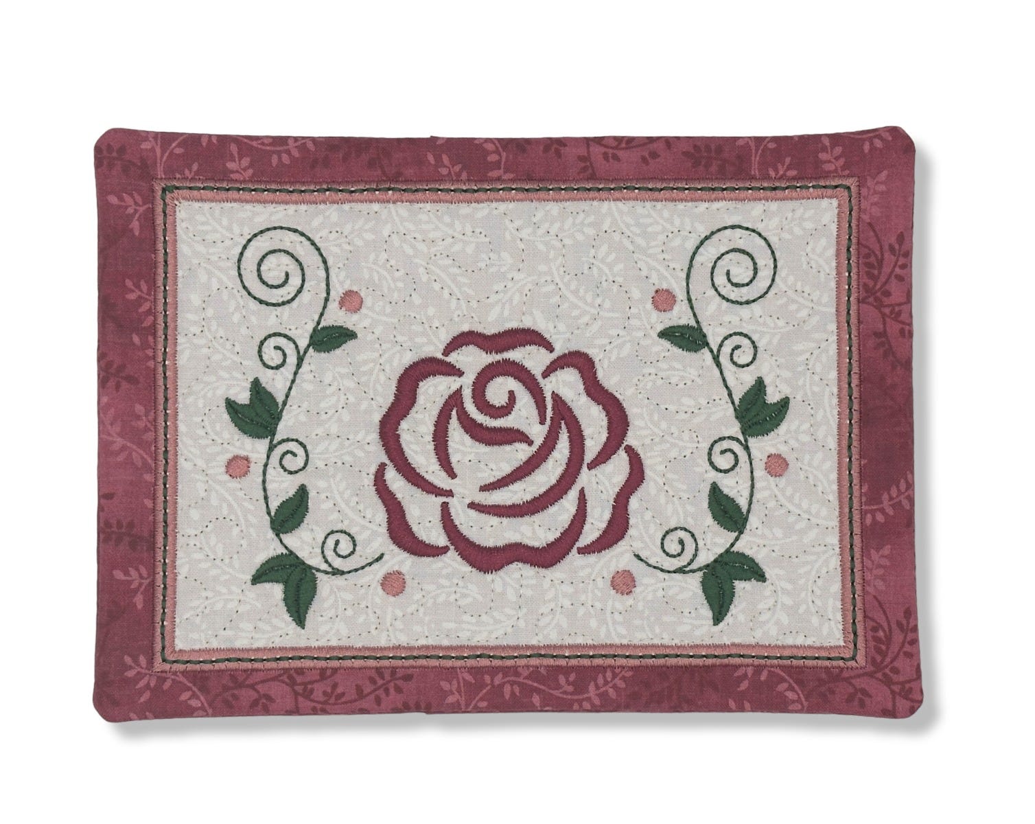 ITH Roses Mug Rug 1 | Machine Embroidery Designs by JuJu