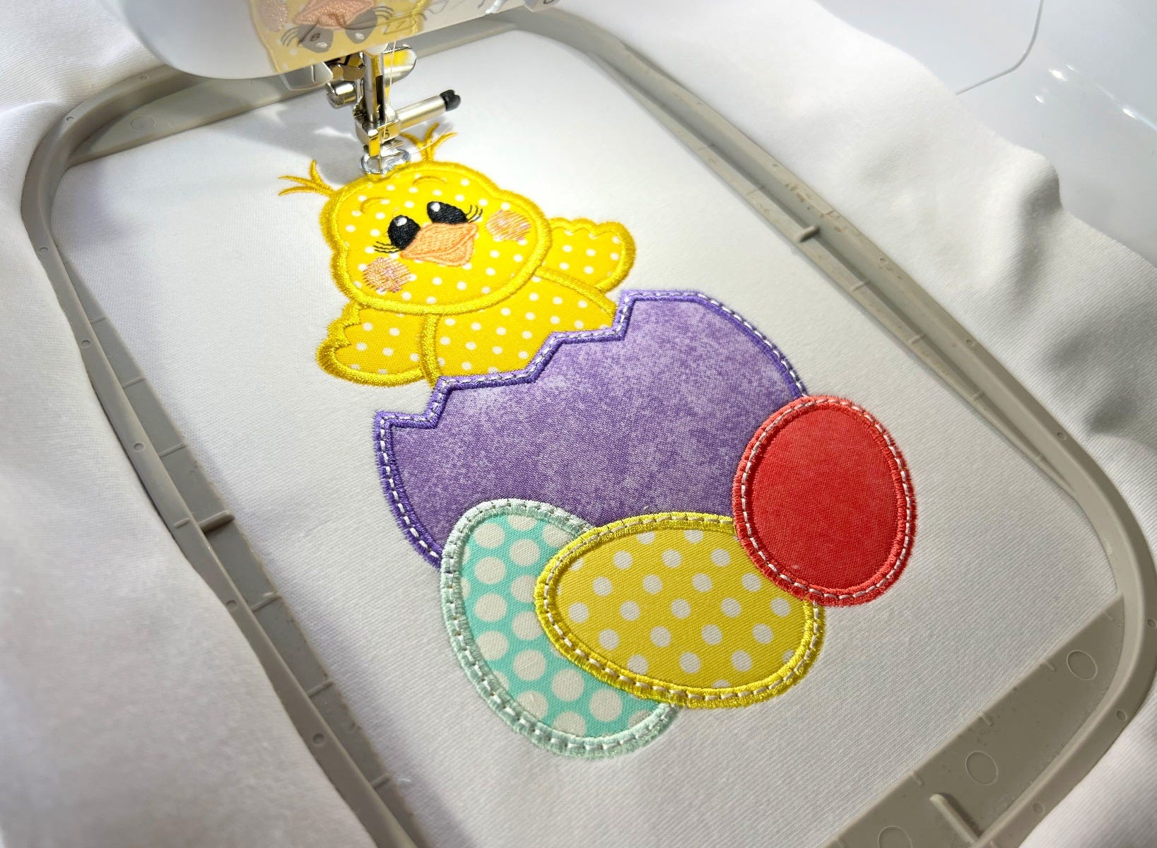 Chick Girl Eggs Applique | Machine Embroidery Designs by JuJu