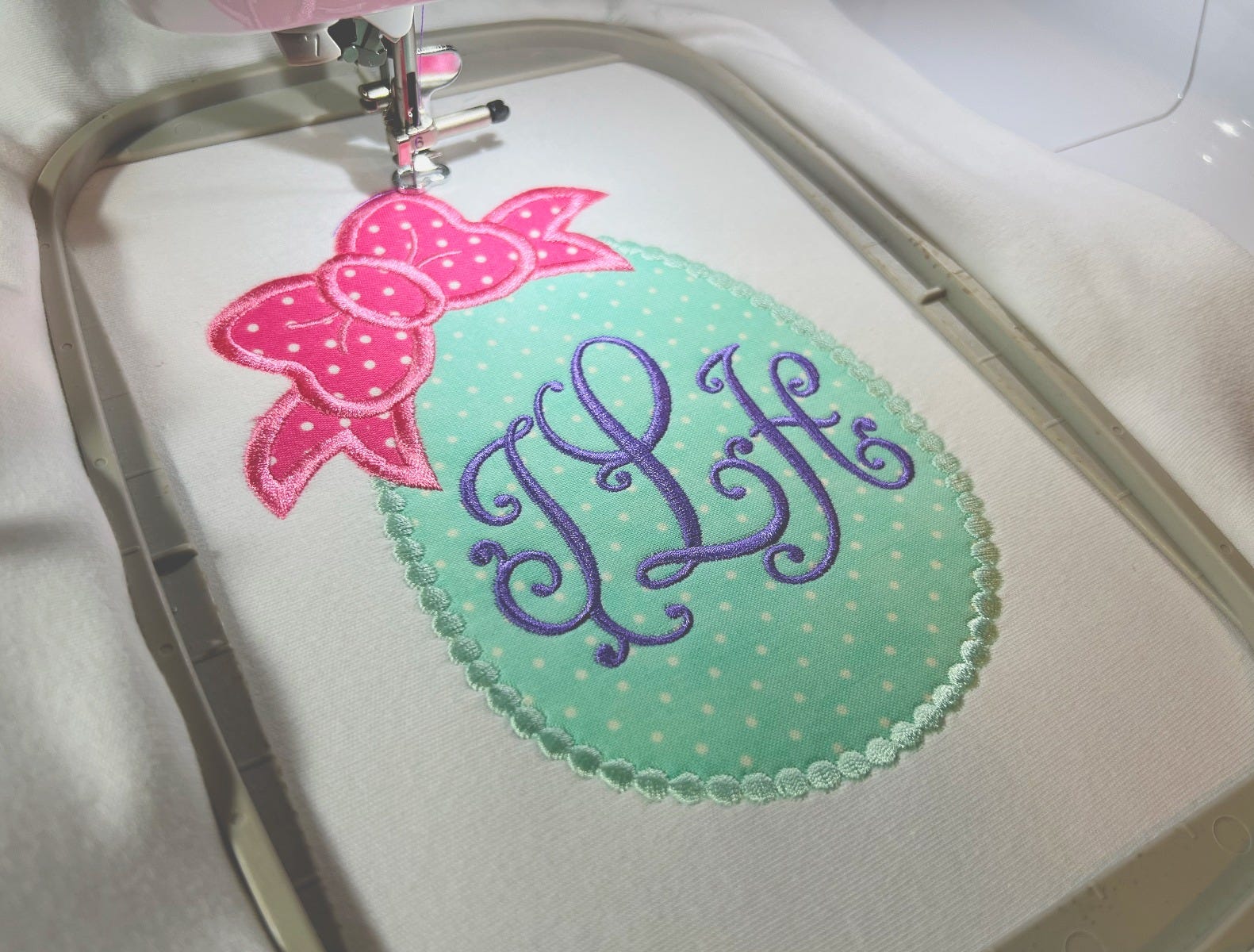 Easter Egg Bow Applique | Machine Embroidery Designs by JuJu