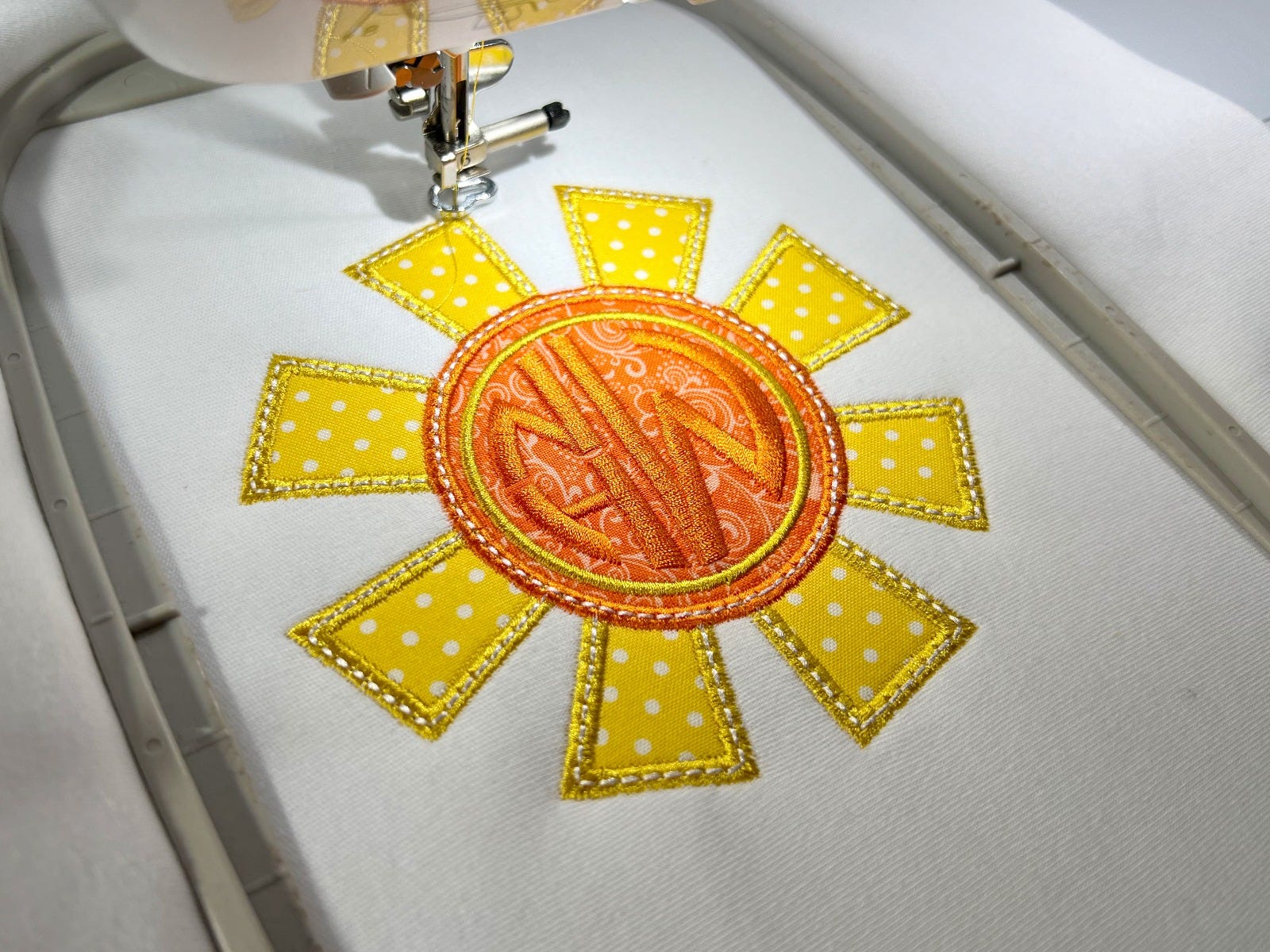 Sunshine Monogram Frame | Machine Embroidery Designs by JuJu