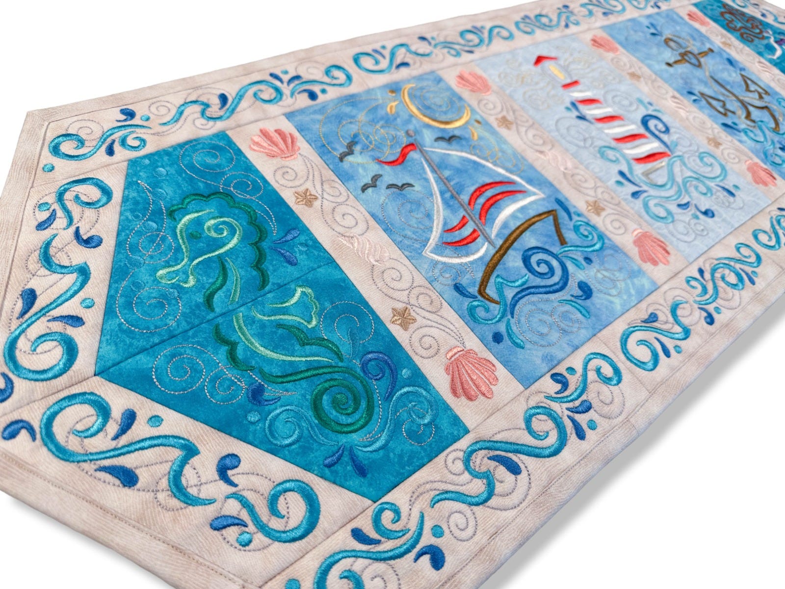 ITH Nautical Table Runner | Machine Embroidery Designs by JuJu