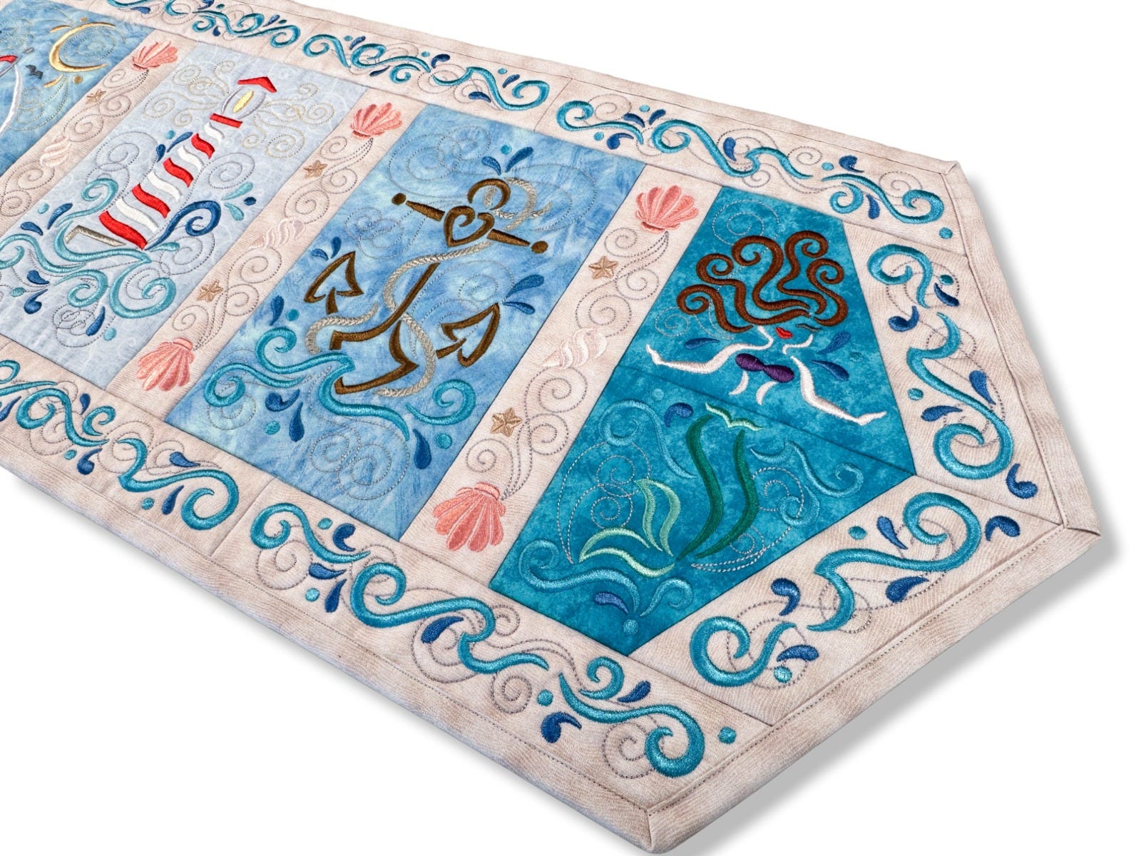 ITH Nautical Table Runner | Machine Embroidery Designs by JuJu