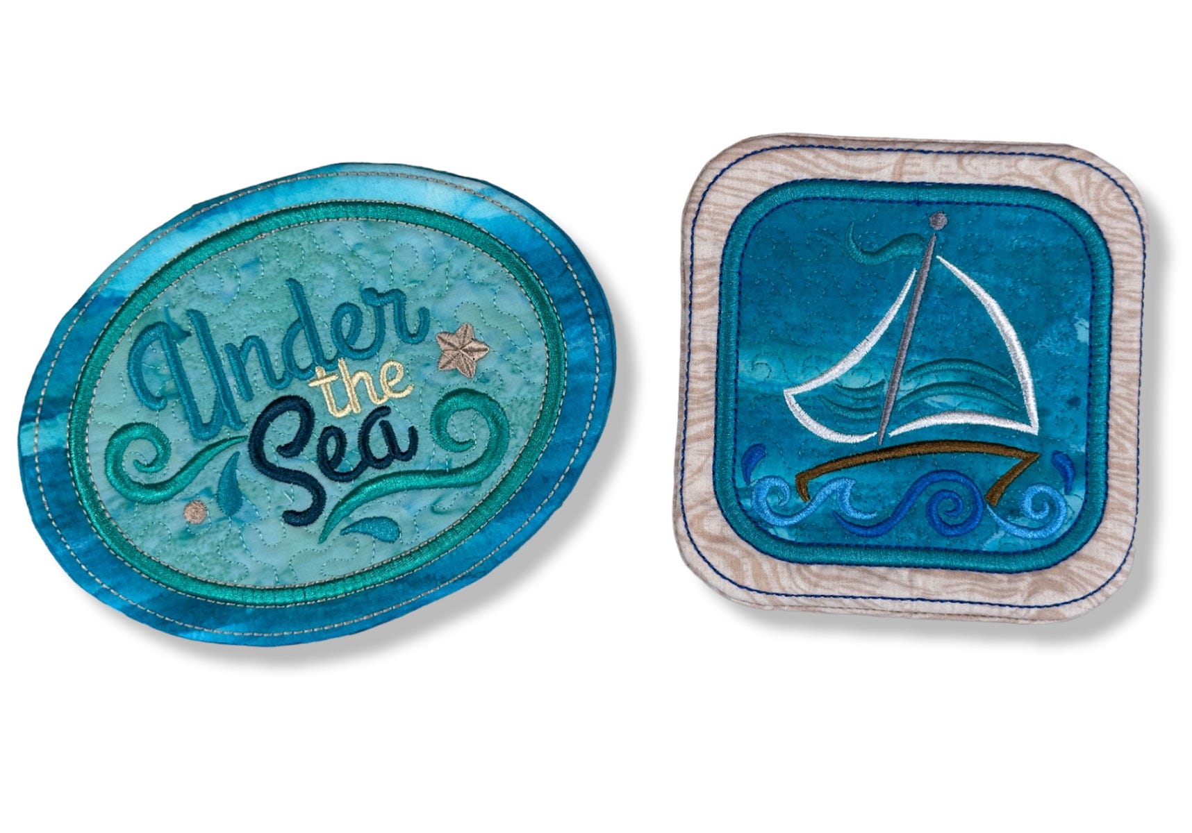 ITH Sailboat Square Coaster | Machine Embroidery Designs by JuJu