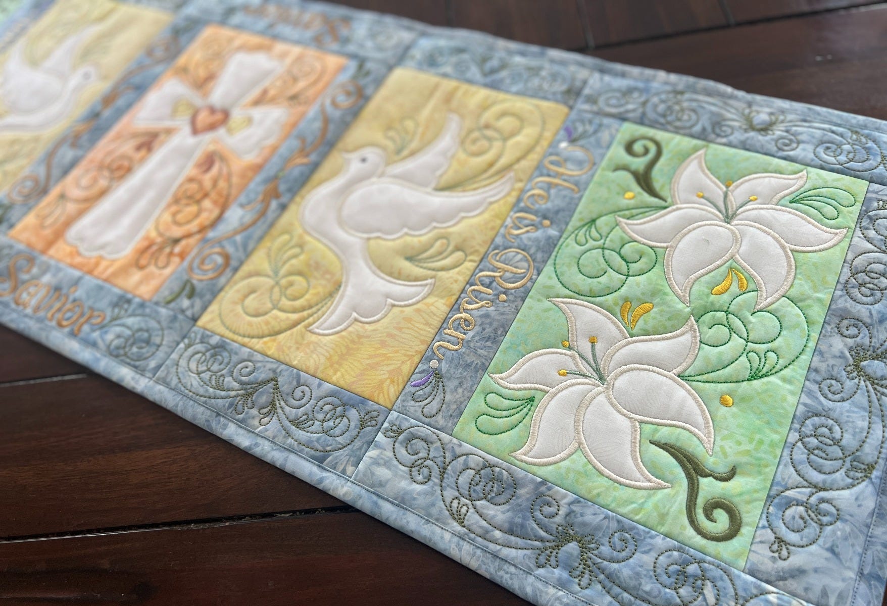 ITH Easter Blessings Table Runner | Machine Embroidery Designs by JuJu