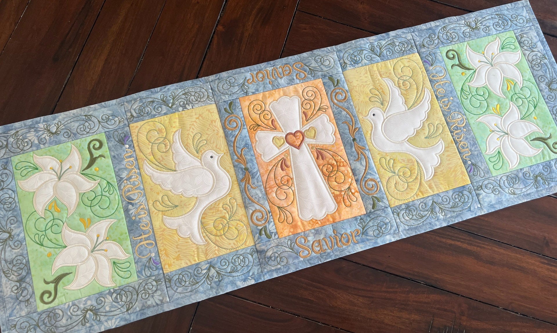ITH Easter Blessings Table Runner | Machine Embroidery Designs by JuJu