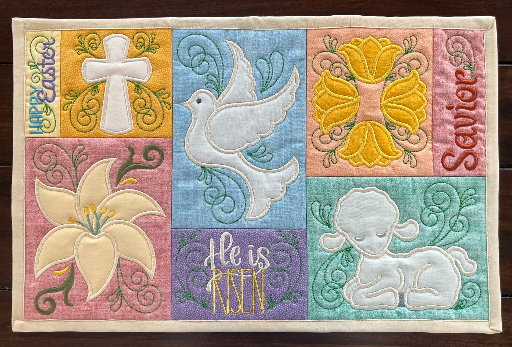 ITH Easter Blessings Placemat | Machine Embroidery Designs by JuJu