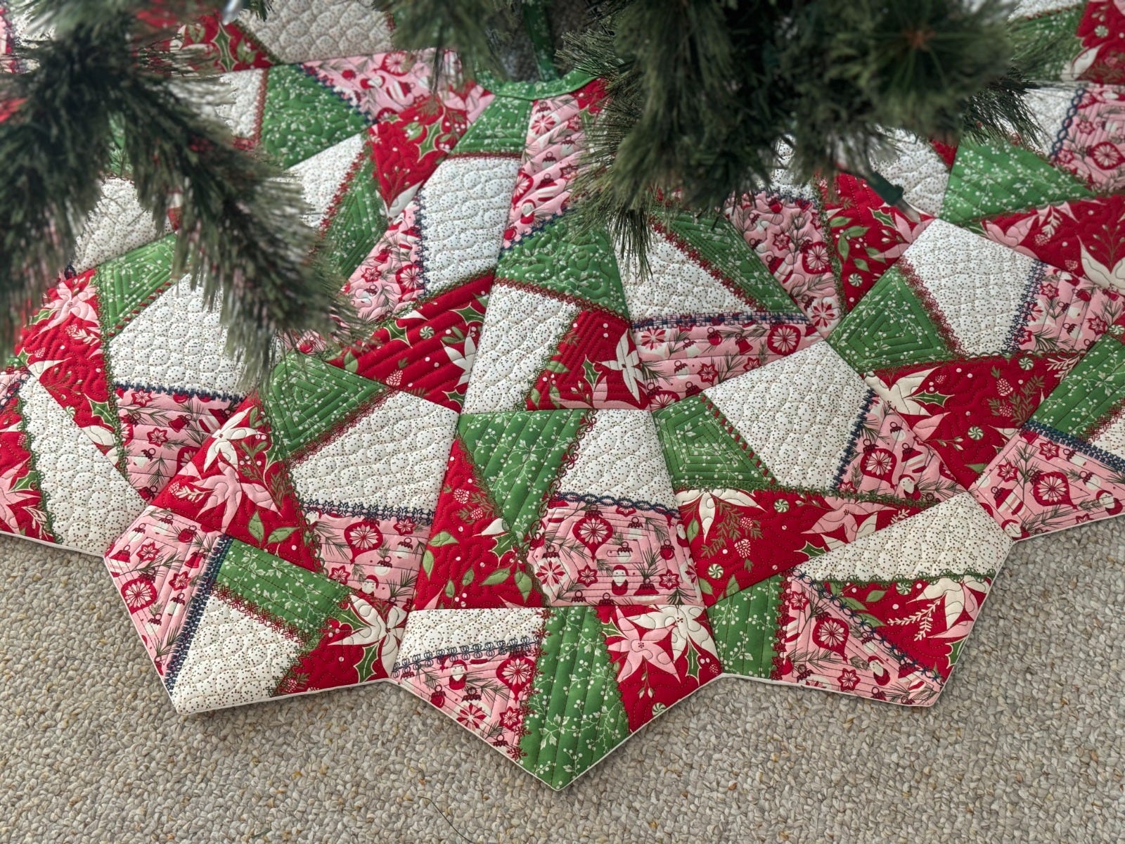 ITH Crazy Patch Tree Skirt | Machine Embroidery Designs by JuJu