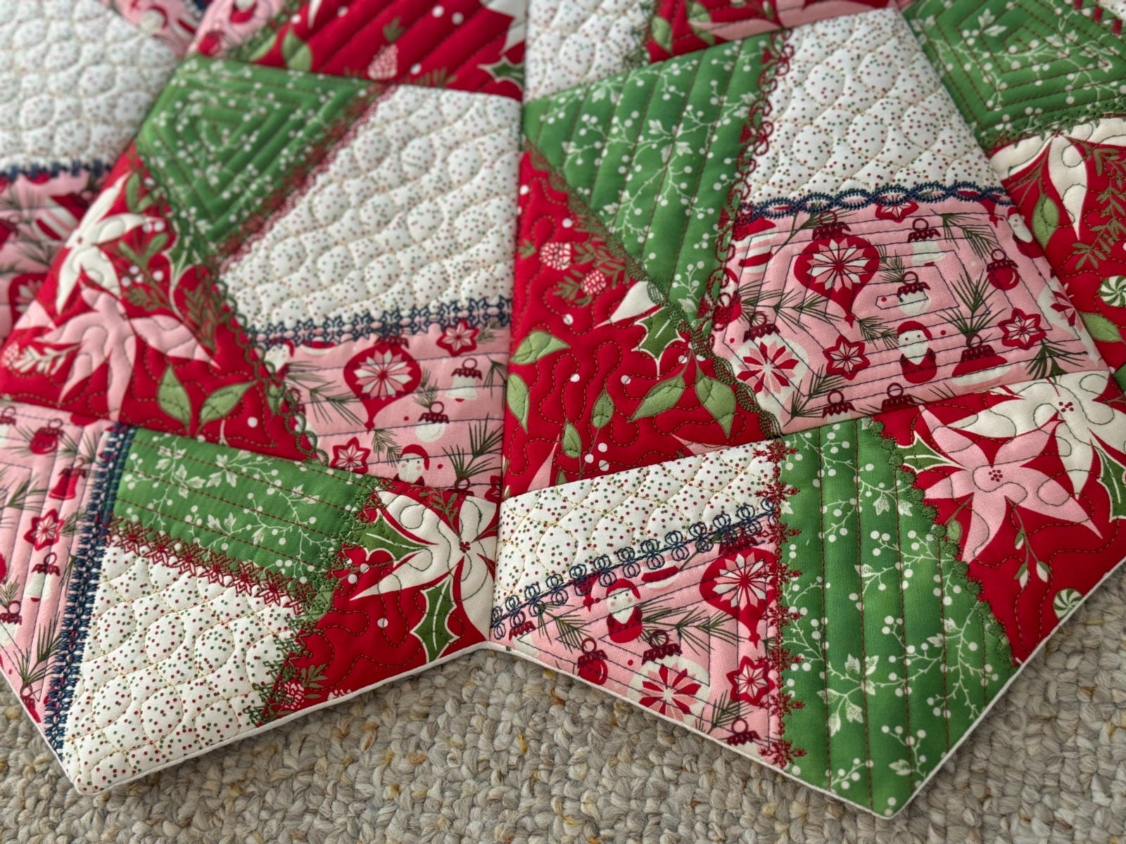 ITH Crazy Patch Tree Skirt | Machine Embroidery Designs by JuJu