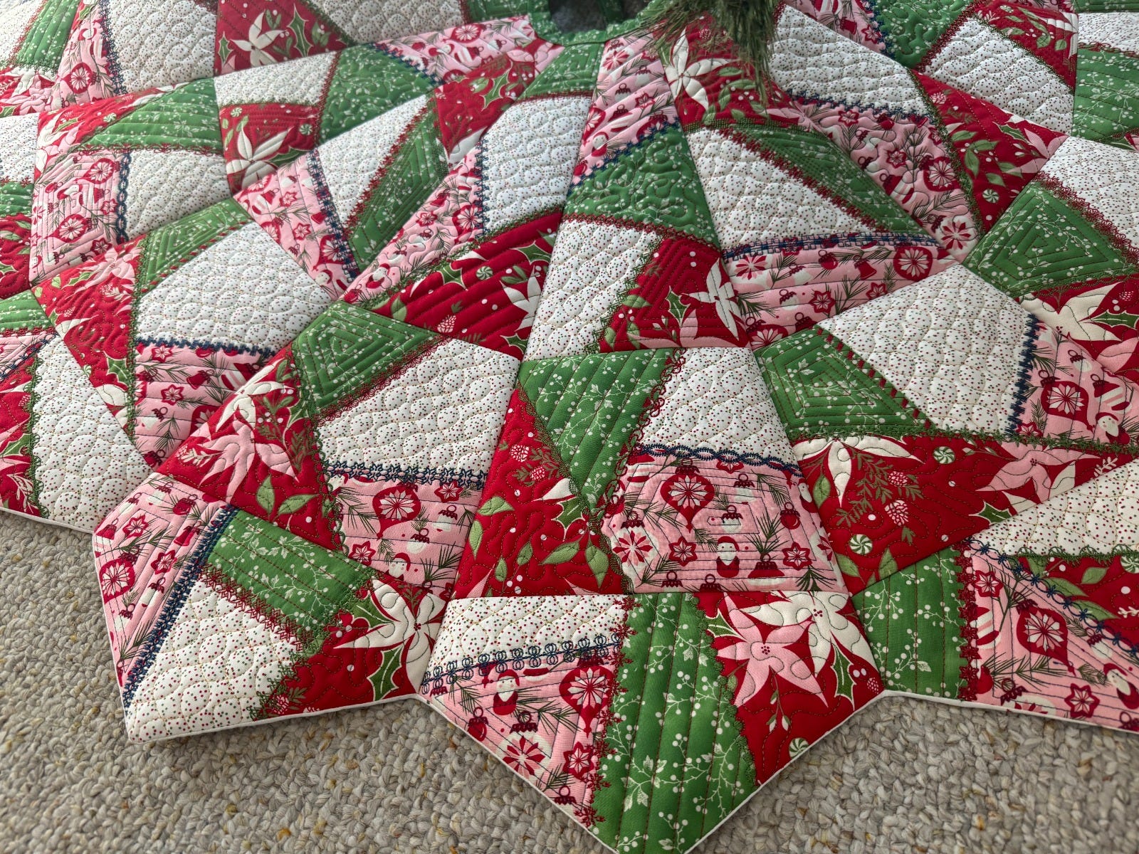 ITH Crazy Patch Tree Skirt | Machine Embroidery Designs by JuJu