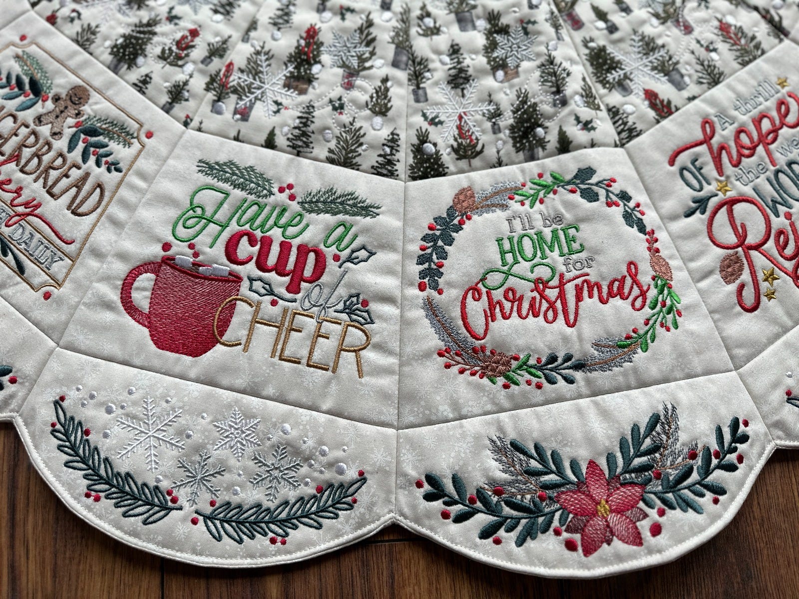 ITH Farmhouse Christmas Tree Skirt | Machine Embroidery Designs by JuJu