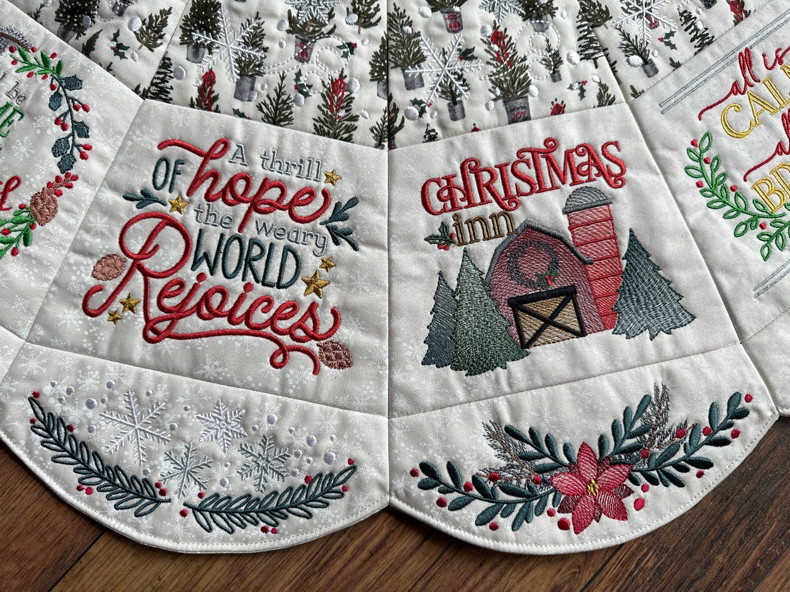 ITH Farmhouse Christmas Tree Skirt | Machine Embroidery Designs by JuJu