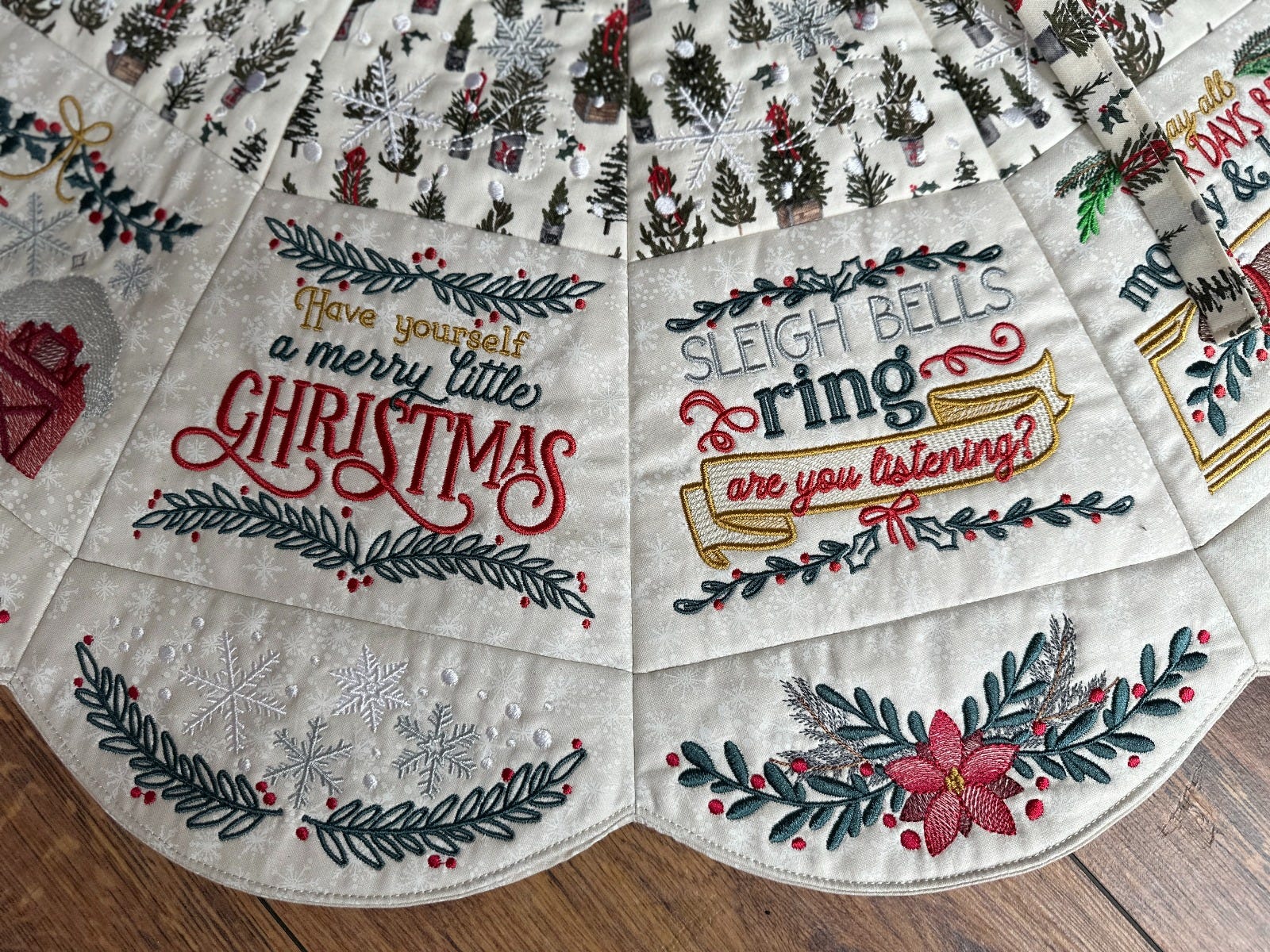 ITH Farmhouse Christmas Tree Skirt | Machine Embroidery Designs by JuJu