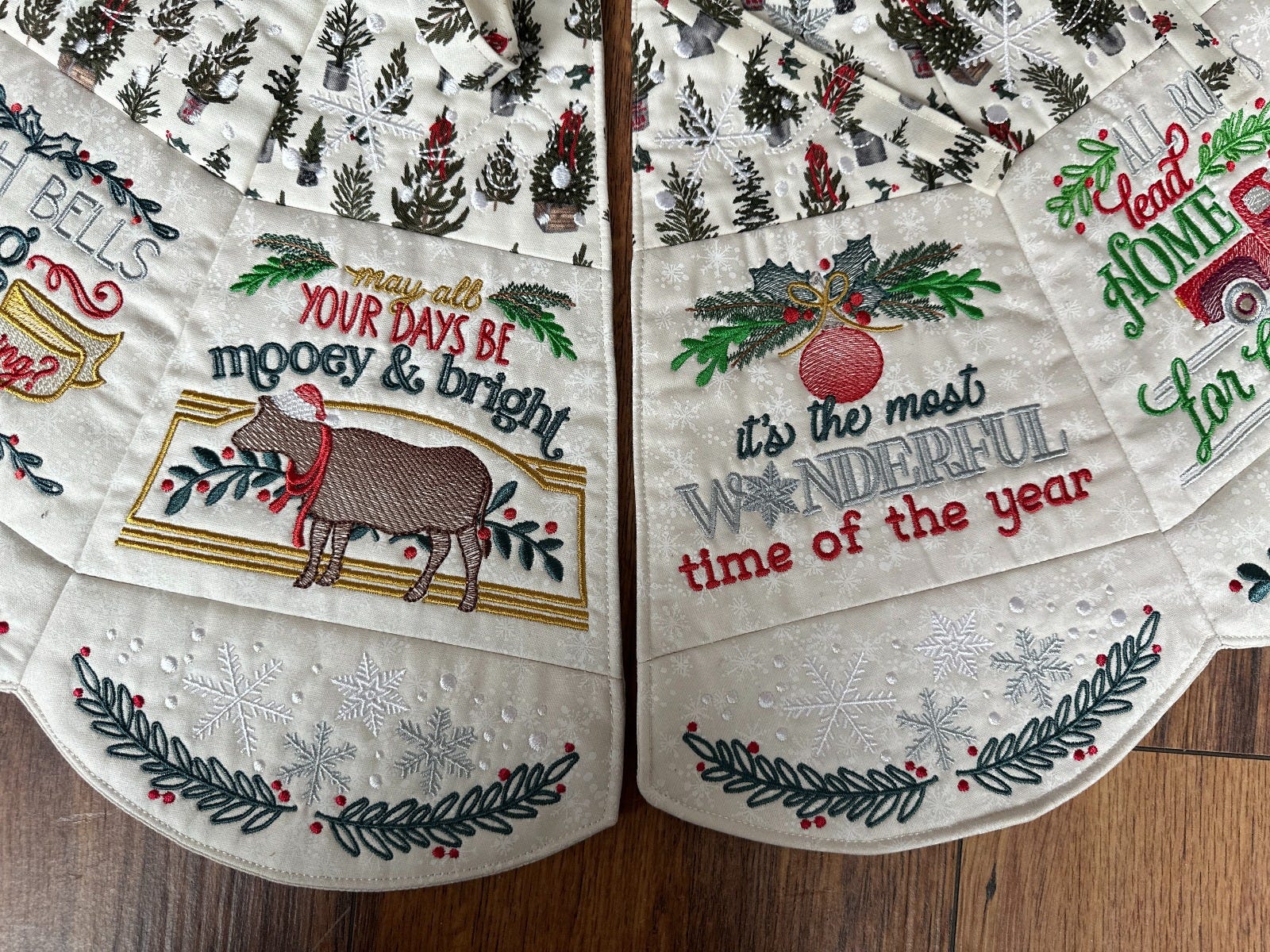 ITH Farmhouse Christmas Tree Skirt | Machine Embroidery Designs by JuJu