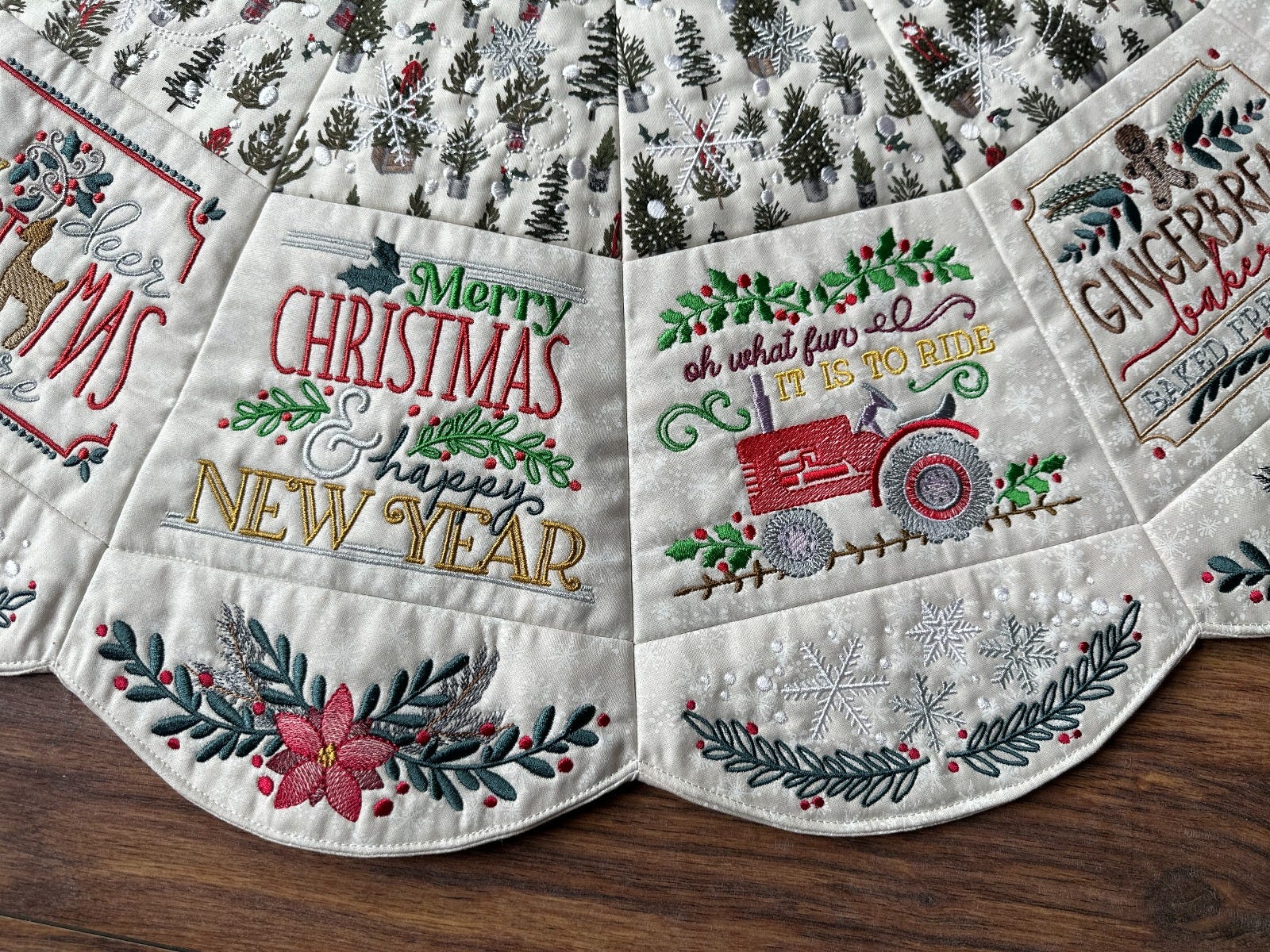 ITH Farmhouse Christmas Tree Skirt | Machine Embroidery Designs by JuJu