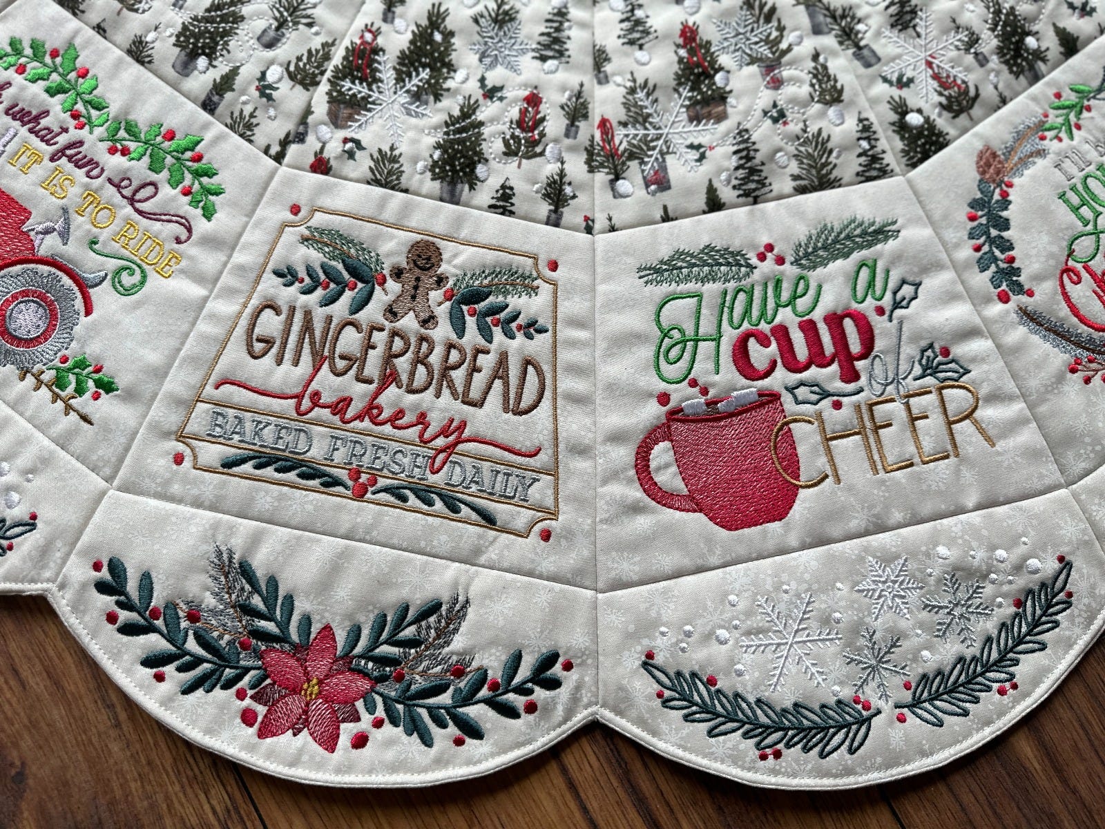 ITH Farmhouse Christmas Tree Skirt | Machine Embroidery Designs by JuJu