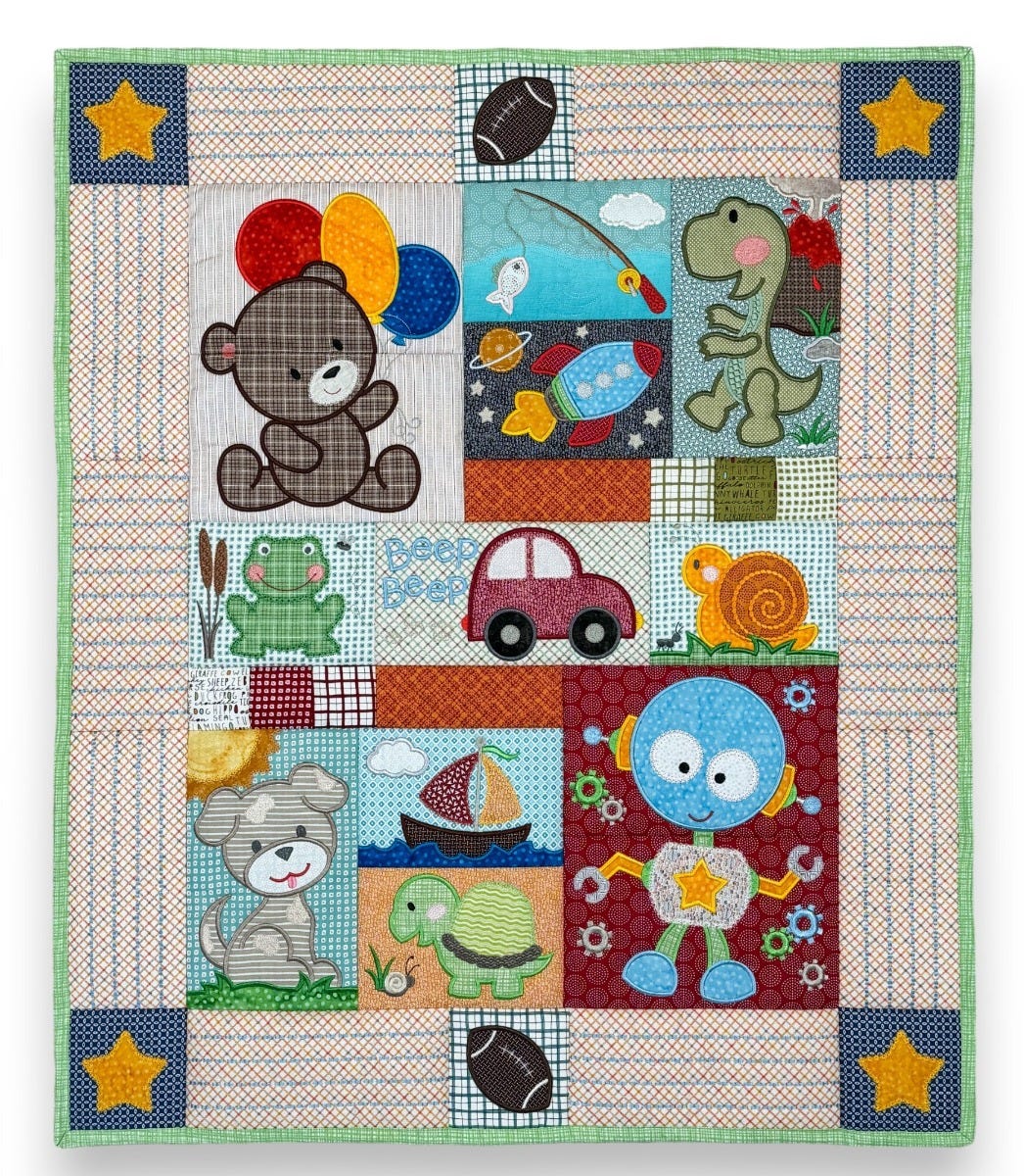 ITH Snips and Snails Baby Quilt | Machine Embroidery Designs by JuJu