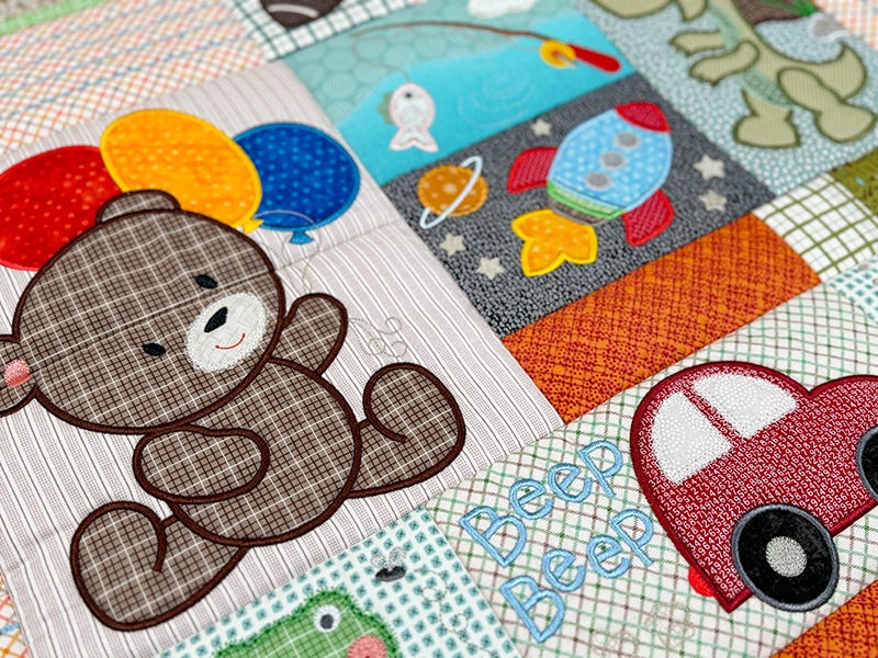 ITH Snips and Snails Baby Quilt | Machine Embroidery Designs by JuJu