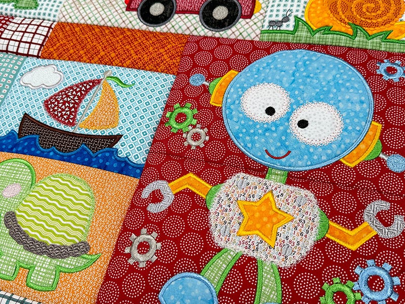 ITH Snips and Snails Baby Quilt | Machine Embroidery Designs by JuJu
