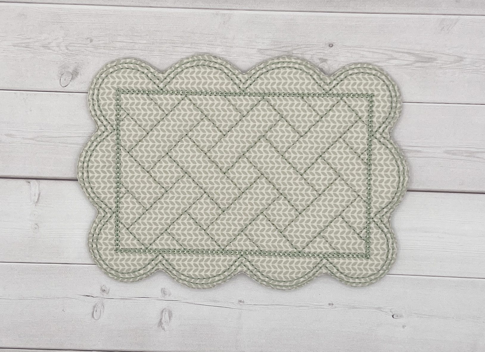 ITH Quilted Scallop Mug Rug | Machine Embroidery Designs by JuJu