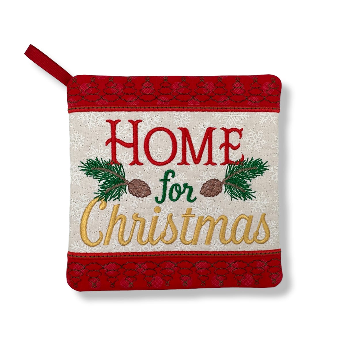 ITH Home For Christmas Pot Holder | Machine Embroidery Designs by JuJu