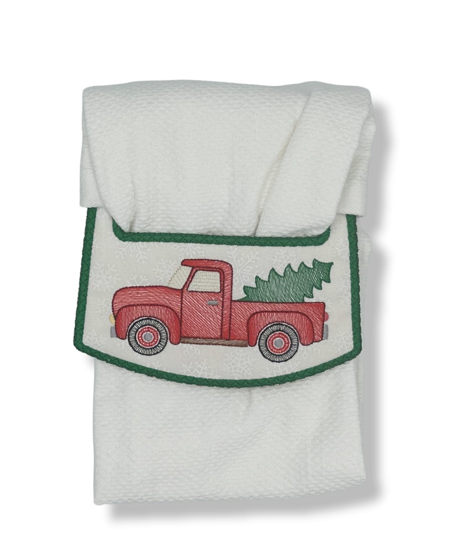 ITH Christmas Truck Wrap Around Towel Topper | Machine Embroidery Designs by JuJu