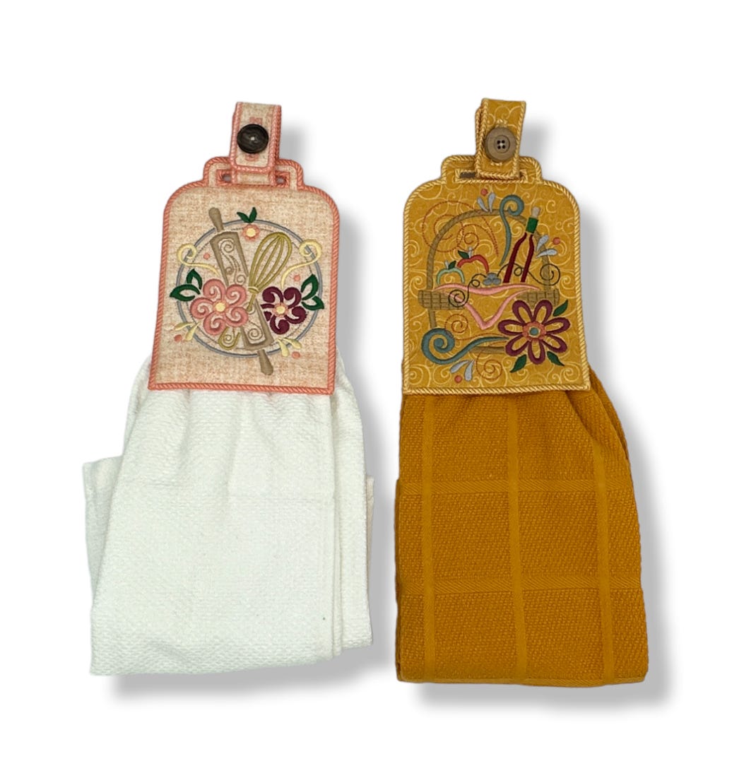 ITH Swirly Kitchen Towel Toppers 1 | Machine Embroidery Designs by JuJu