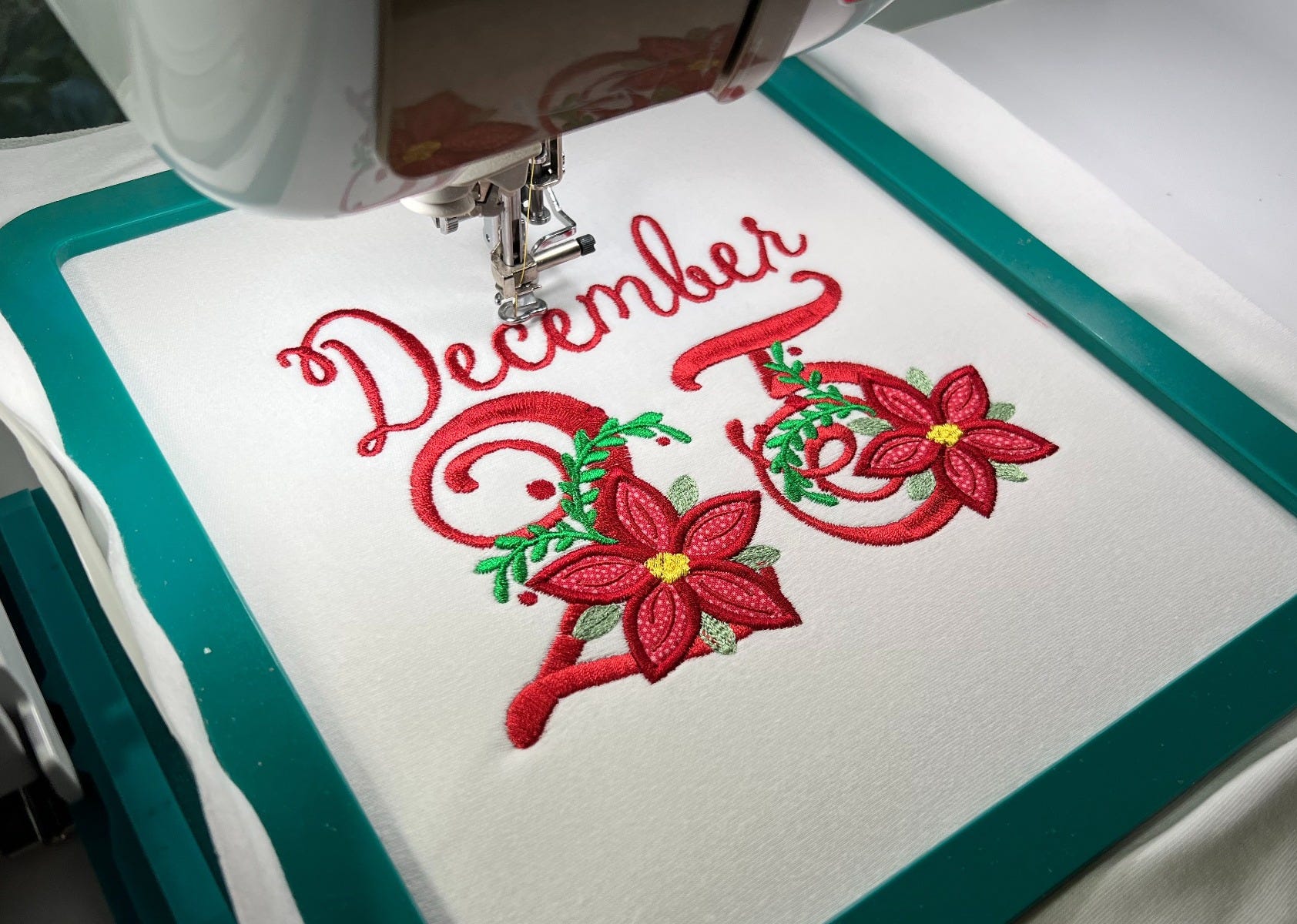 Christmas Poinsettia Numbers | Machine Embroidery Designs by JuJu