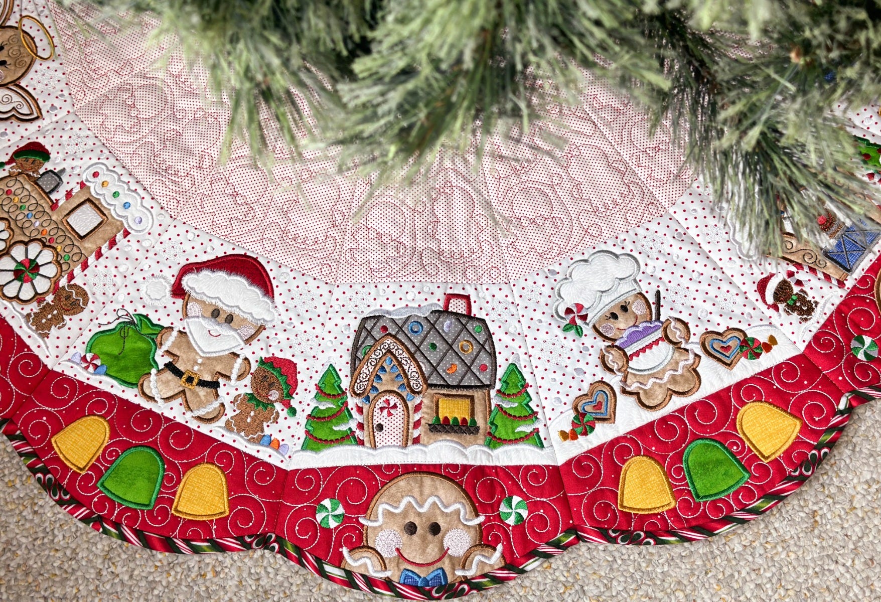 ITH Gingerbread Tree Skirt | Machine Embroidery Designs by JuJu