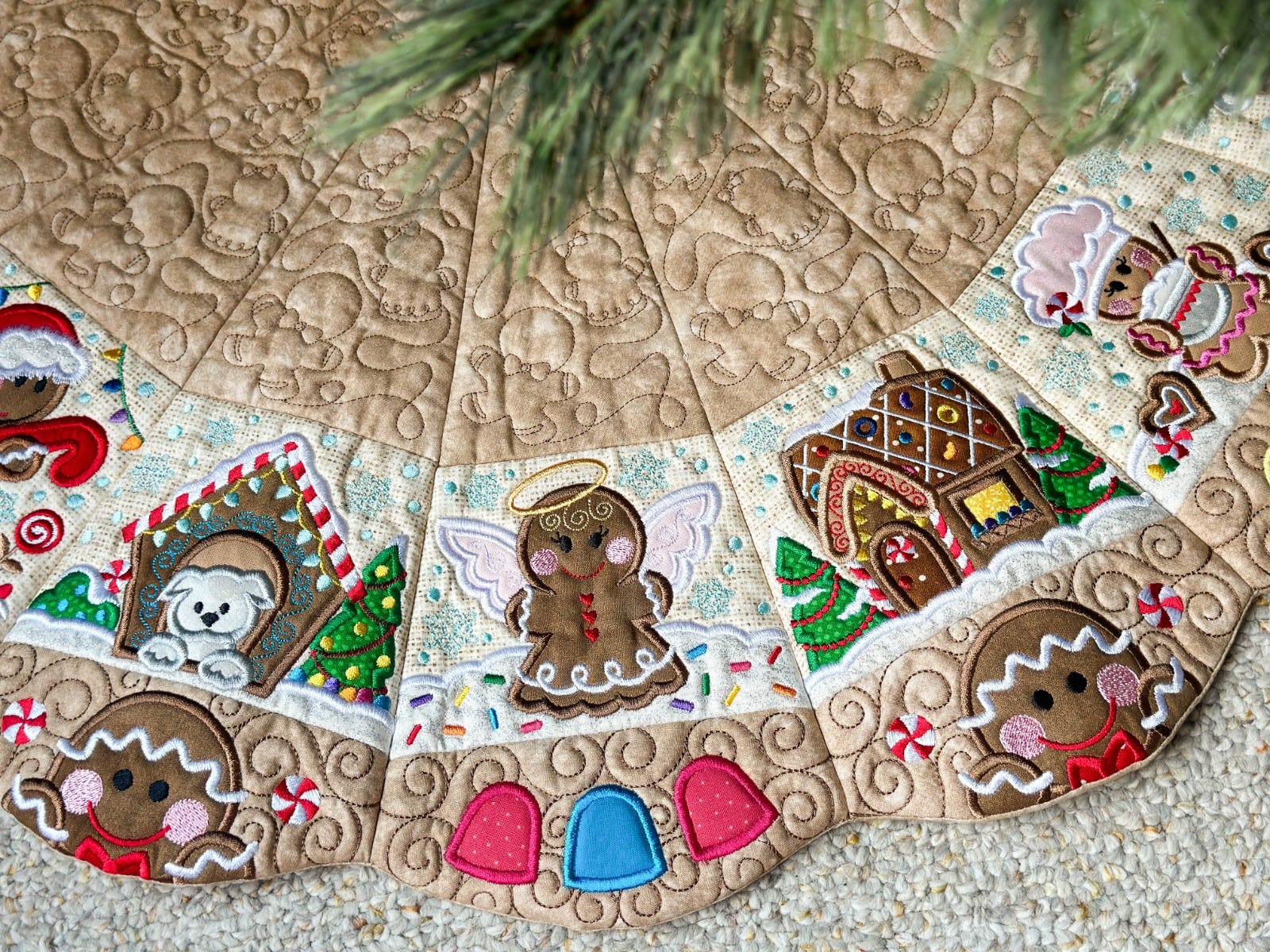 ITH Gingerbread Tree Skirt | Machine Embroidery Designs by JuJu