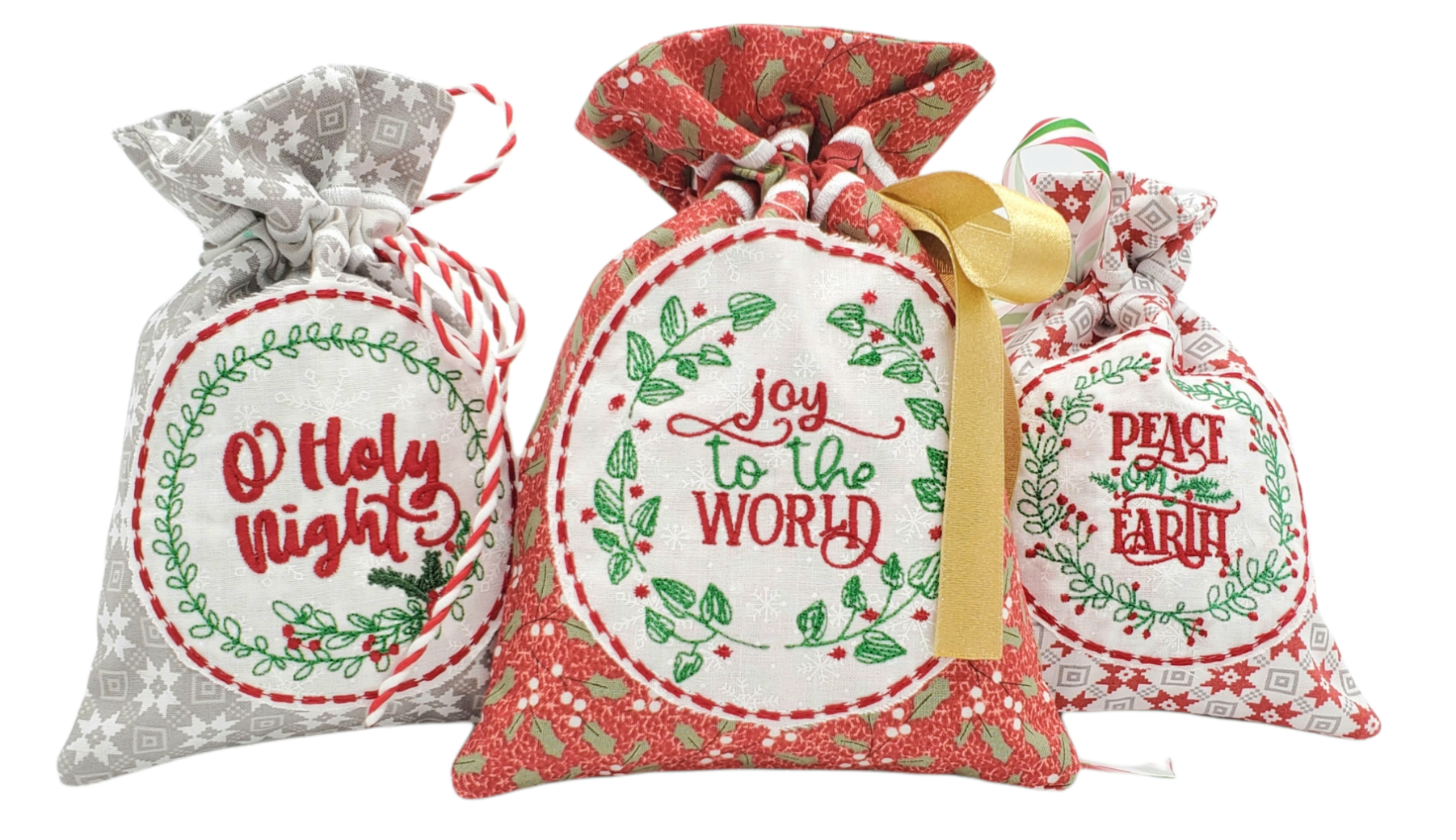 ITH Christmas Wreath Gift Bags 2 | Machine Embroidery Designs by JuJu