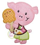Pig Ice Cream Applique | Machine Embroidery Designs by JuJu