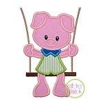 Piggy in the Swing Boy Applique | Machine Embroidery Designs by JuJu