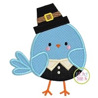 Pilgrim Bird Boy Applique | Machine Embroidery Designs by JuJu