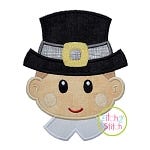 Pilgrim Head Boy Applique | Machine Embroidery Designs by JuJu