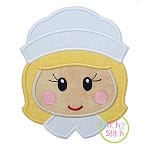 Pilgrim Head Girl Applique | Machine Embroidery Designs by JuJu