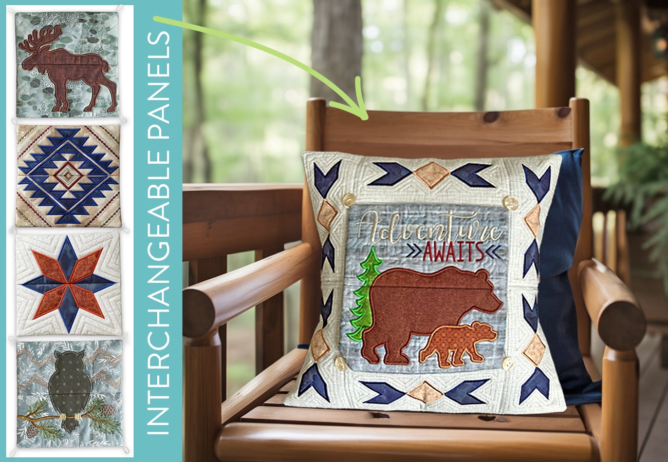 ITH Northwoods Interchangeable Pillow | Machine Embroidery Designs by JuJu