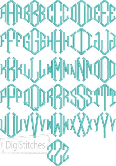 Point Monogram Large Embroidery Font | Machine Embroidery Designs by JuJu