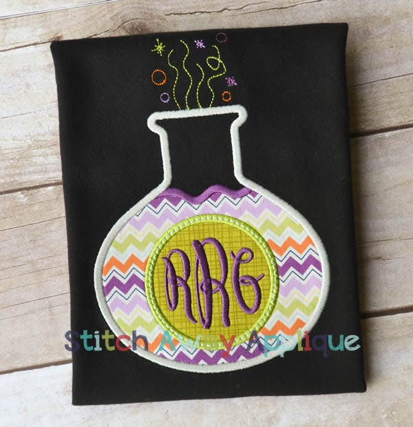 Potion Bottle Monogram Circle | Machine Embroidery Designs by JuJu